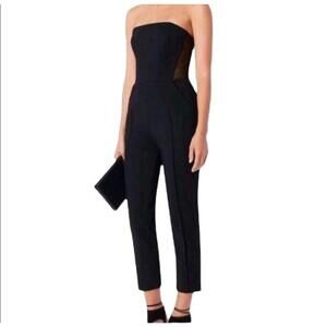 NICHOLAS Strapless Navy Blue Jumpsuit With Black Lace Size Xs-small